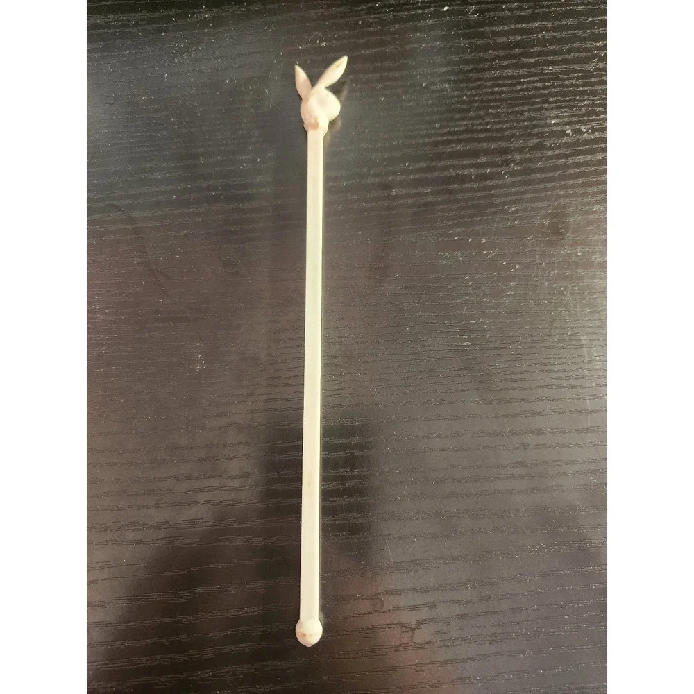 Playboy Bunny Logo Swizzle Stir Stick Vintage Plastic Barware Off White 7.5 inch